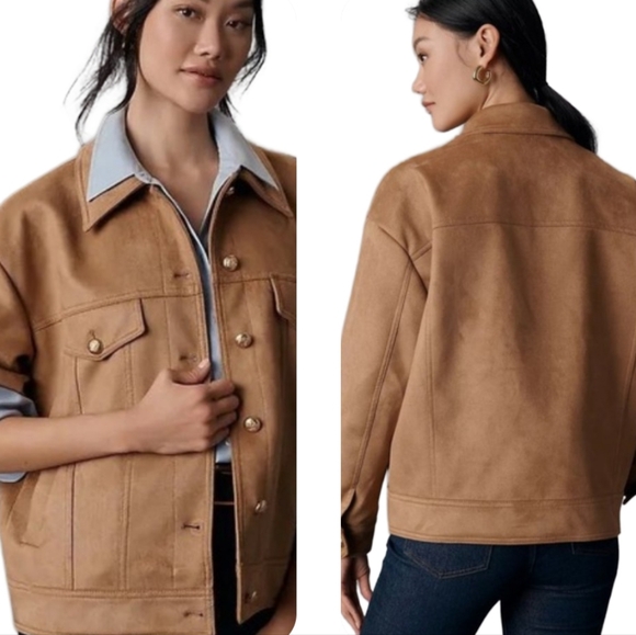 Anthropologie Maeve Vegan-Suede Trucker Jacket Size Medium